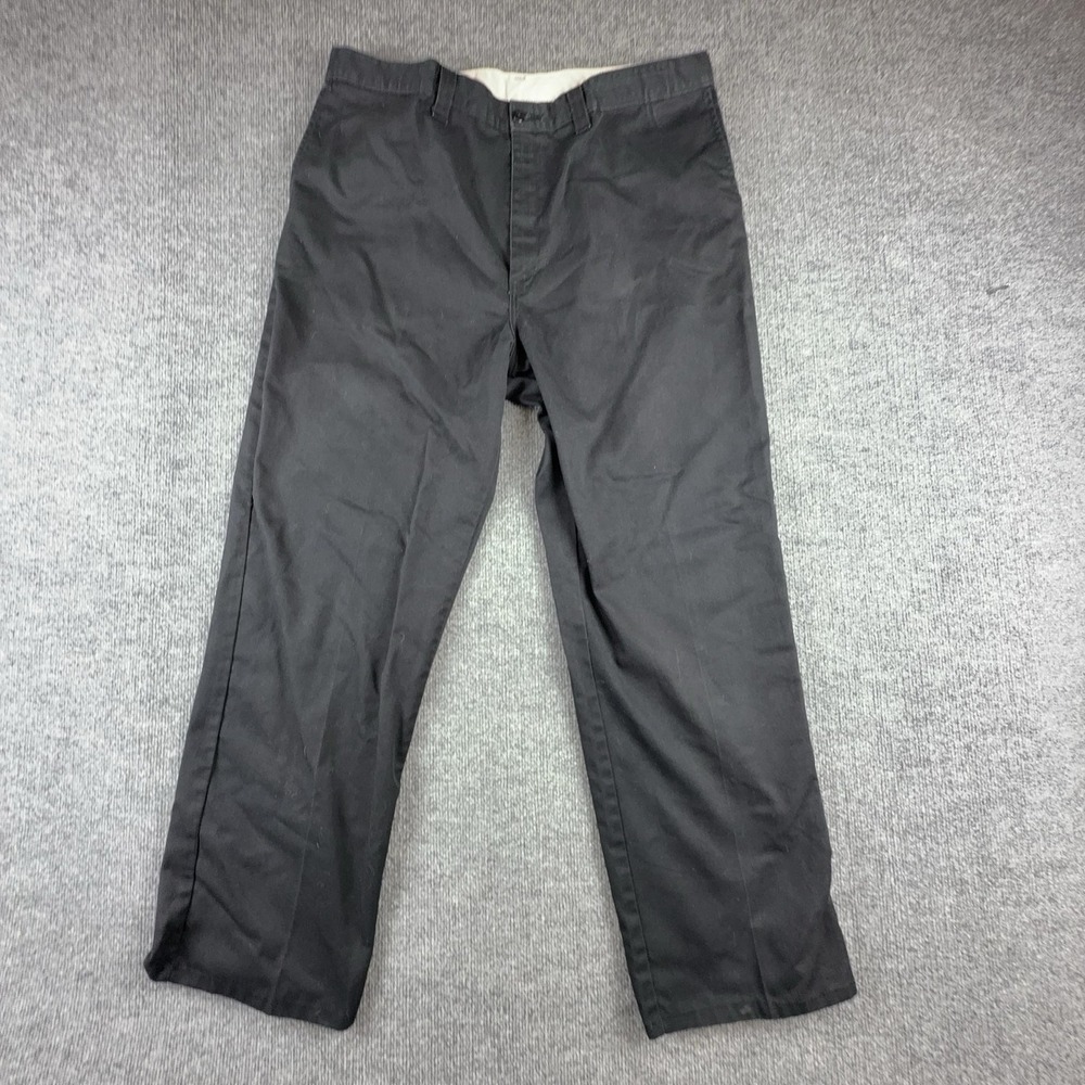 Dickies Pants Mens 40x30 Black Flat Front Chino Workwear Polyester Blend LP812BK